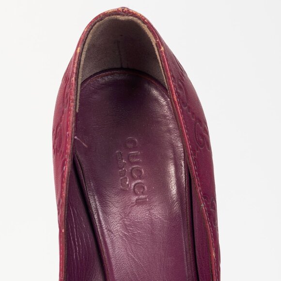 Gucci Purple Guccissima Soft Leather Horsebit Peep-Toe Pumps - Picture 9 of 9